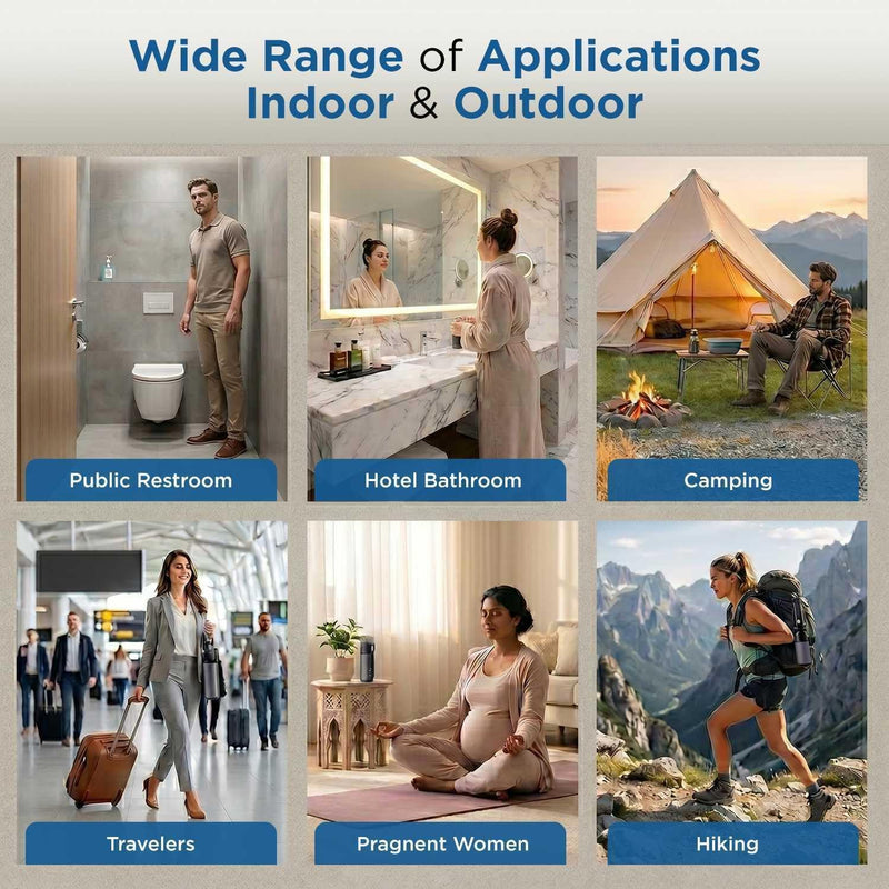 Aqualise Portable Bidet for Travel, USB-C Rechargeable Electric Handheld Bidet Sprayer with 3 Nozzles & Carry Pouch - High-Pressure Waterproof Peri Bottle for Postpartum Care, Women & Men