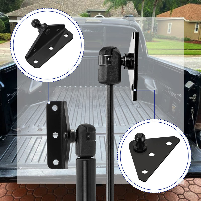BBTO 8 Pcs 10 mm Gas Strut Bracket Mounts, Gas Spring Lift Strut Mounts Bracket Ball Stud, Gas Strut Mounts for Lift Supports Shocks Spring Prop, Black