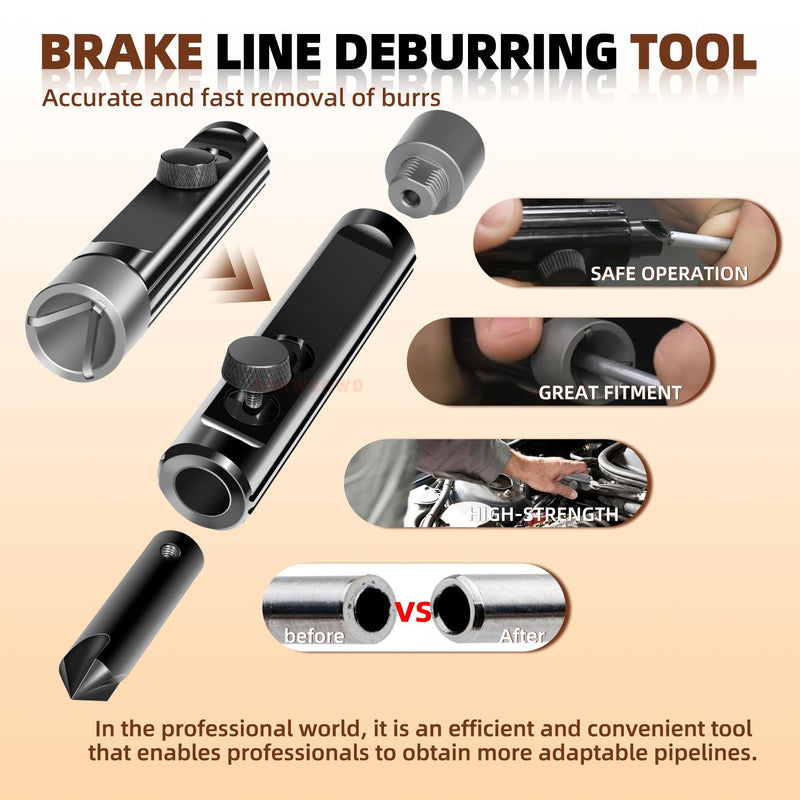 Brake Line Deburring Tool,Rimming & Deburring Tool for 3/16" to 1/2" Brake Line Tubing Deburring Tool,Fuel and Coolant Lines Hand Tools