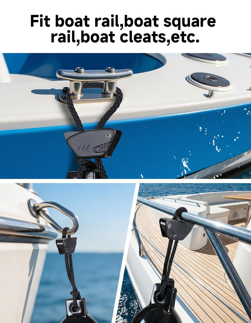 KEMIMOTO Boat Fender Clips, 2/4 Pack Shark-Shaped Fender Clips for Boat Bumpers Quick Release Adjustable Boat Rail Cleats, Boat Bumper Holder Hanger Adjuster for Pontoon Boat Bass Boat Jon Boat