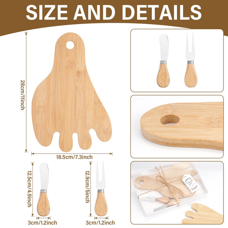 6 Sets Baby Shower Favors Bridal Game Prizes for Winners Wedding Guest Gifts Footprint Bamboo Cheese Board Charcuterie Board Set with Knives and Forks Thank You Card with Gift Box 6 Sets