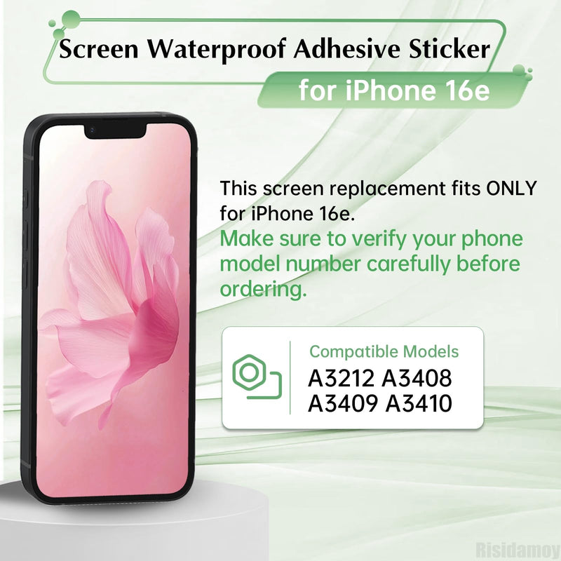 for iPhone 16e 5 PCS Screen Waterproof Sticker 6.1 inch LCD | Display Adhesive Waterproof Adhesive Tape Sticker Glue Front Housing Frame Sticker Tape for iPhone16e A3212 A3408 A3409 A3410