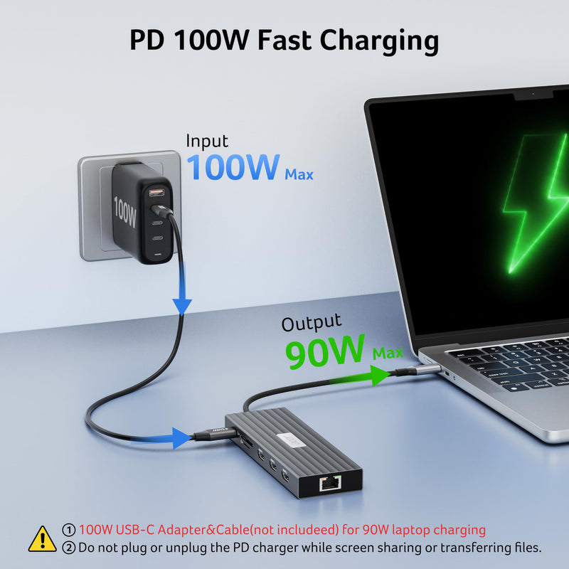 Acer Docking Station 3 Monitors with 3 HDMI, 13-in-1 USB C Hub for Laptop | 4K@60Hz HDMI Video, 1 Gbps Ethernet, 10Gbps Data, 100W PD, SD/TF, Laptop Dock for Acer, XPS, Spectre, Surface, Mac