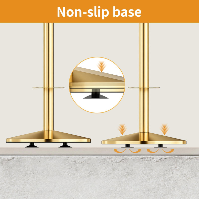 Toilet Paper Holder Stand, Stainless Steel Suction Cups Freestanding Toilet Paper Holder with Weighted Base, Storage for 4 Rolls of Paper for Bathroom (Gold) Gold