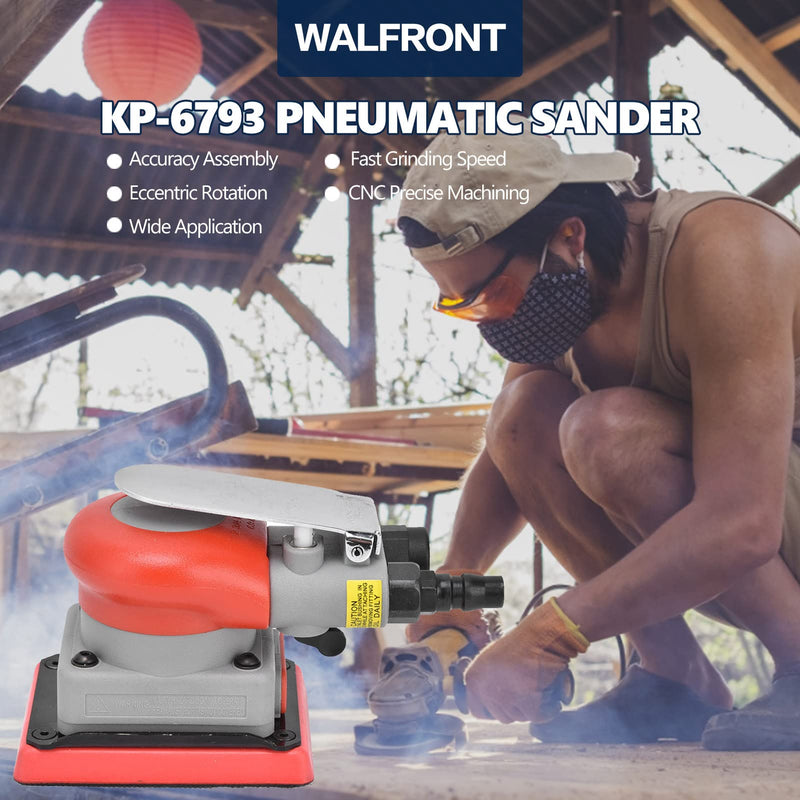 WALFRONT Pneumatic Sander Sander 10000 RPM Air Orbit Finishing Sanding Tool for Wood Sanding Car Waxing Metal 0.6-0.8Mpa