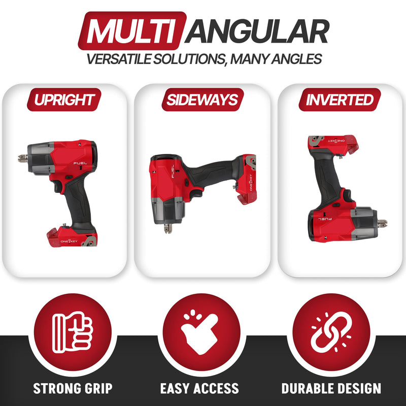 PERCH 9 Pack Tool Holder for Milwaukee M18/18v Cordless Tools - Snap Fit Tool Organizer for Milwaukee Drill Holder, Under Shelf, Wall Mount w/Hardware for Easy Install. Pack of 9