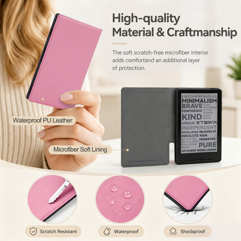 Magnetic Case for Xteink X4, Premium PU Leather Cover (Sakura Pink) | Secure Magnetic Attachment ,Ultra -Thin Lightweight ,with Magnetic Closure Sakura Pink