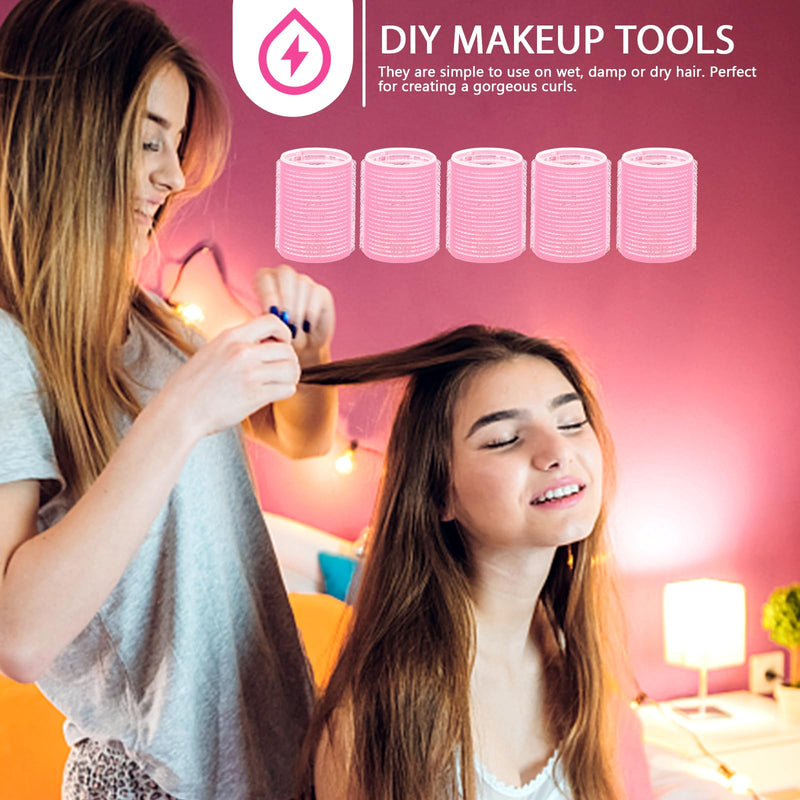 Uonlytech Diy Hair Curlers Set 6Pcs Self-Adhesive Plastic Rollers Hair Styling Tools for Salon and Home Use 1.4 Inch Diameter Curling Drum