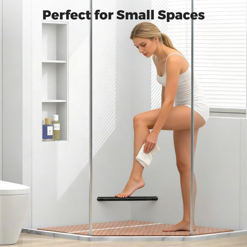 Heavy Duty Shower Foot Rest Bar 13in, 300 Lbs Capacity, Non-Slip & Rustproof Stainless Steel Shower Footrest for Shaving Legs, Wall Mounted Corner Shower Step for Small Bathrooms, Matte Black