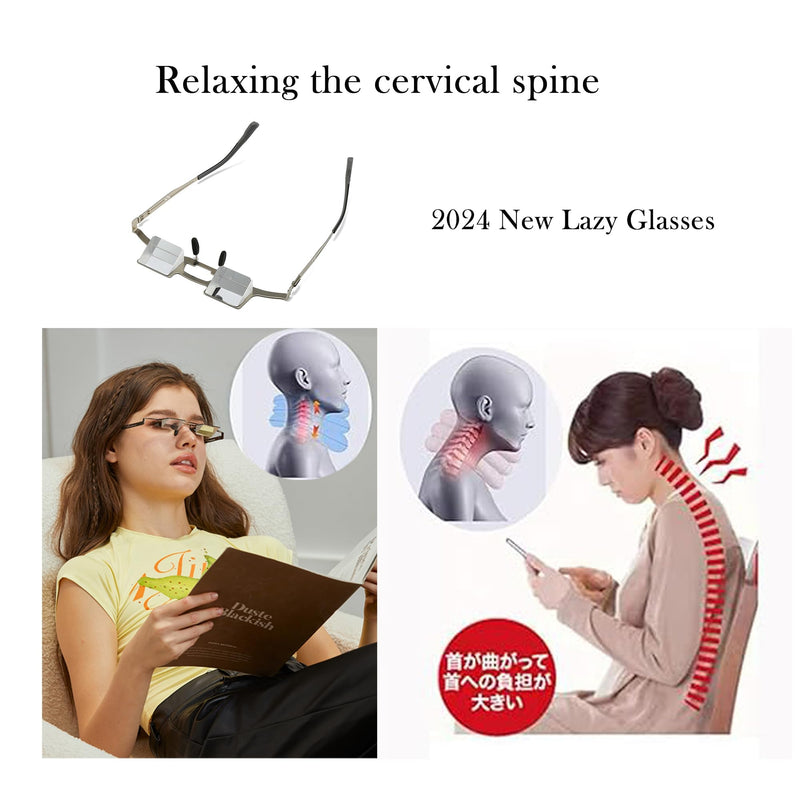 Lazy Glasses Laying Down Light-weight Prism Glasses Neck Relaxer when Reading and Watching Black