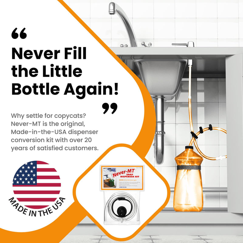 The Original Soap Dispenser Conversion Kit - Made in The USA - Kitchen Sink Extension Tube Kit - Never Fill The Little Bottle Again!