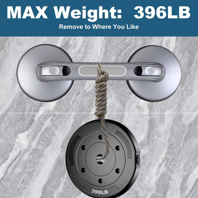 Shower Handle Shower Grab Bars for Bathtubs and Showers,Strong Hold Suction Cup Grip Grab,Bath Handle Heavy Duty Grab Bars for Handicap Elderly Seniors Bathroom（Silver Grey） Silver