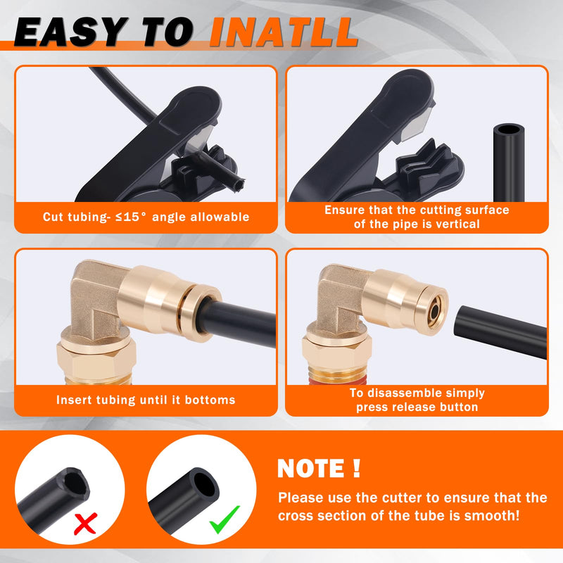 Air Line Kit for Air Spring Bag Suspension with Fittings, 30 FT PA Hose Truck Airbag Line with 1/4 NPT DOT Air Fittings, Replacement Valve for Airbag Suspension in Semi Truck Trailer 7 PCS Black