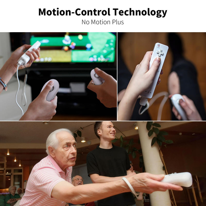 Zamia 2 Packs Upgrade Controller with Silicone Case and Wristband,Remote Controller Compatible for Wii/Wii U Games White 2Pack Left&Right