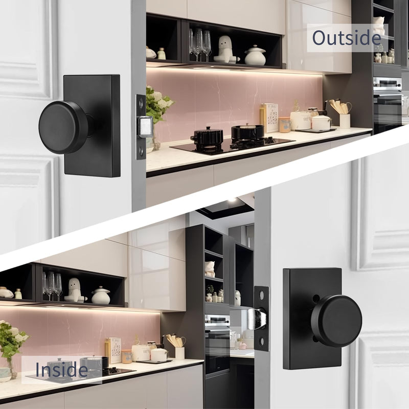 Black Door Knobs with Non Locking,Interior Door Handles for Hall & Passage Door Use 1 Matt Black