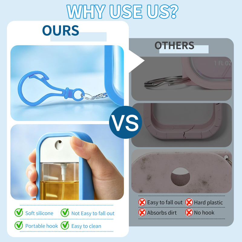 Hand Sanitizer Spray Case Compatible with Wish, 4 Packs Soft Silicone Protective Cases with Keychain, Easy to Clean, Practical and Portable, Non‑Slip, Fit Design, Suitable for Daily Use