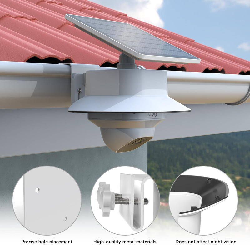HOLACA Rain Shade Cover & Gutter Mount Compatible with Eufy Security SoloCam E30/E42 Eufy Security 4G LTE Cam S330 Solar Security Camera（1 Pcak）