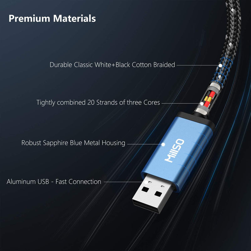 MillSO USB to 3.5mm Jack Audio Adapter - Durable Braided/Smart Chip TRRS 3.5mm Aux to USB External Stereo Sound Card for Headphones, Speakers, PS4, PC, Laptop 1 Feet - Braided