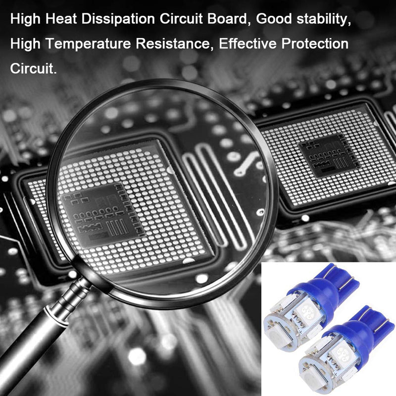 cciyu 10 Pack Blue T10 5-5050-SMD PC194 LED Bulb Instrument Panel Cluster Dash Light Twist Lock Socket Fit 2000-2002 For Honda Accord
