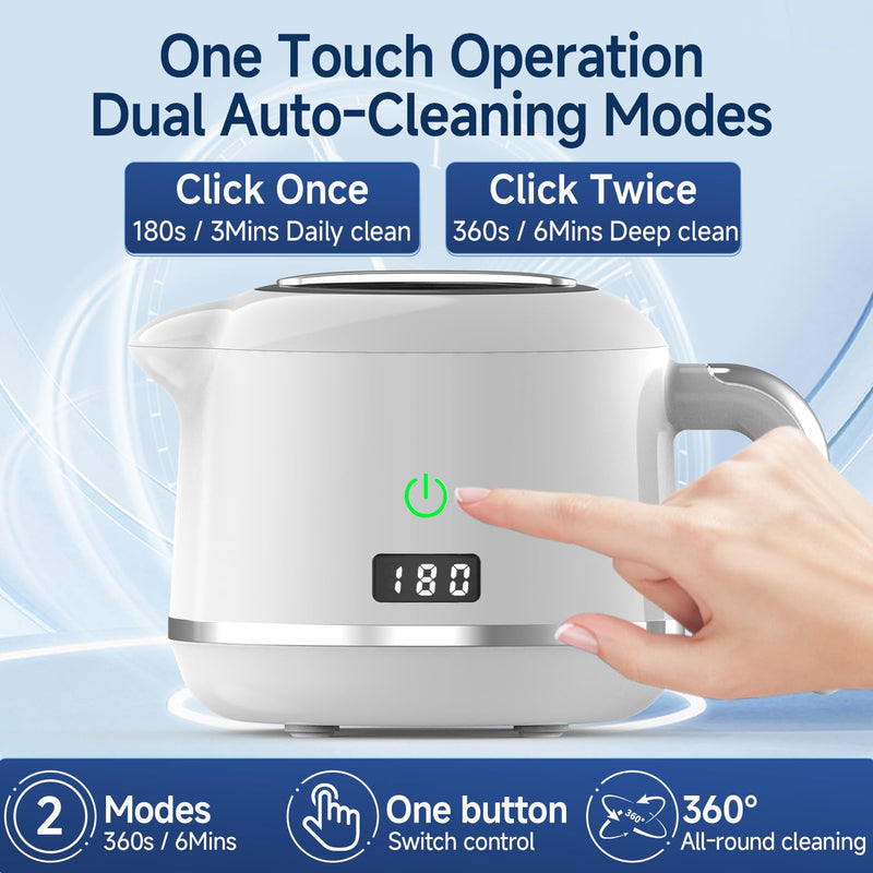 AURTEC Ultrasonic Cleaner UV Light 180ml Steel Tank for Dental Jewelry | Quiet Operation, Touch Control & Viewing Window, Cleans Retainer, Aligners, Denture, Night Guard & Jewelry