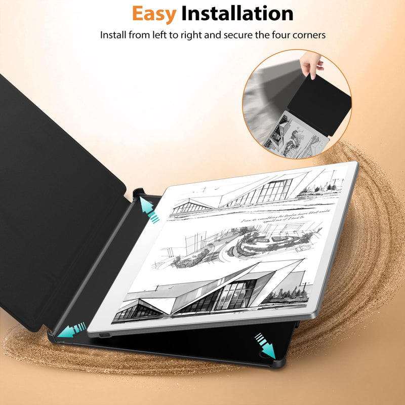 TiMOVO Case Fit for Remarkable Paper Pure 10.3'' 2026 with Clasp, Black | Slim Lightweight Hard Back Shell Folio Cover with Magnetic Clasp Design to Hold The Pen, Support Auto Wake Sleep A-Black