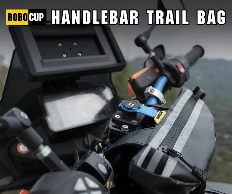 Handlebar Trail Bag for Adventure Motorcycles, Dirt Bikes, ATV, eBikes | 2L Storage for Tools, Phone, Keys, Snacks | Heavy Duty Water Resistant PVC Material, Glove-Friendly Waterproof Zippers