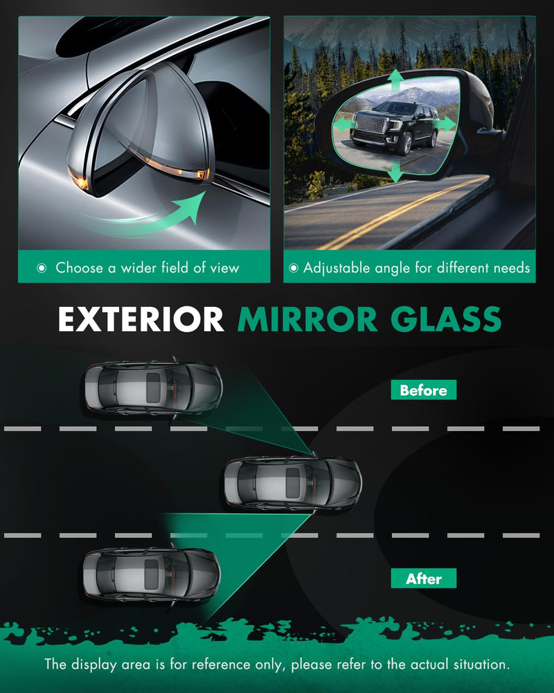 SCITOO Driver Side Mirror Glass Fit for 1999-2006 For Chevy Silverado Pickup 2007 For Chevy Silverado Pickup 2000 For Chevy Suburban 2001-2006 For GMC Yukon XL For GMC Sierra GM1324105 12477843 Left Glass