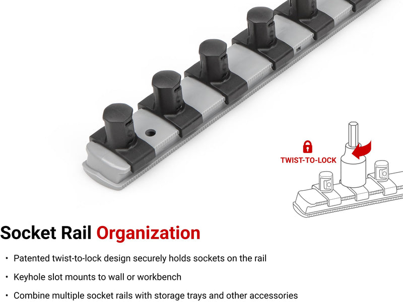 TEKTON 1/4 Inch Drive 3-Rail Socket Organizer Set, Gray (60-Tool) | OST07360 | Made in USA (60-Tool)