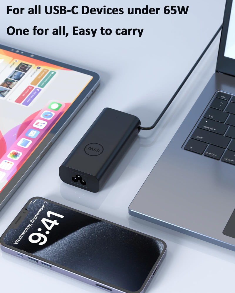 65W USB C Power Adapter Compatible with Dell Laptops | for Latitude 5420 5430 5440 5450 5520 5530 5540 5550 7420 7430 7440 7450 3550 3540 3450 3420 Chromebook 3100 XPS 9250 9350