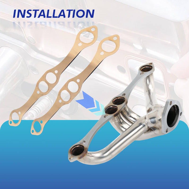 2PCS for sbc Header gaskets Compatible with Chevy SB 327 305 350 383 Header Collector Gasket,SB Block Hugger Headers Gaskets