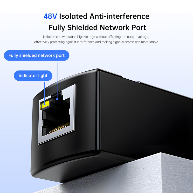 Gigabit PoE Splitter 12V 1.2A Output, 10/100/1000Mbps Ethernet Over Powerline Adapter Power Over Ethernet Adapter for Security Camera CCTV Surveillance ZH252