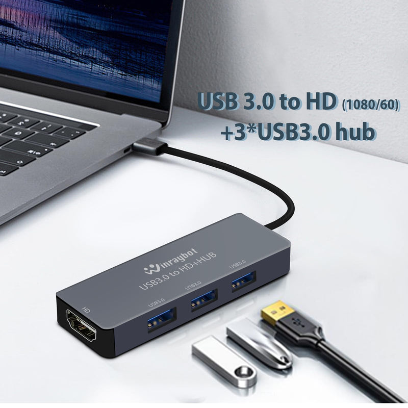 USB 3.0 to HDMI Adapter for Monitor/Multiple Displays with USB Docking Station for Laptop -USB A to HD Converter-Supports Mac/Windows -USB to hdmi External Video & External Graphics Card Adapter