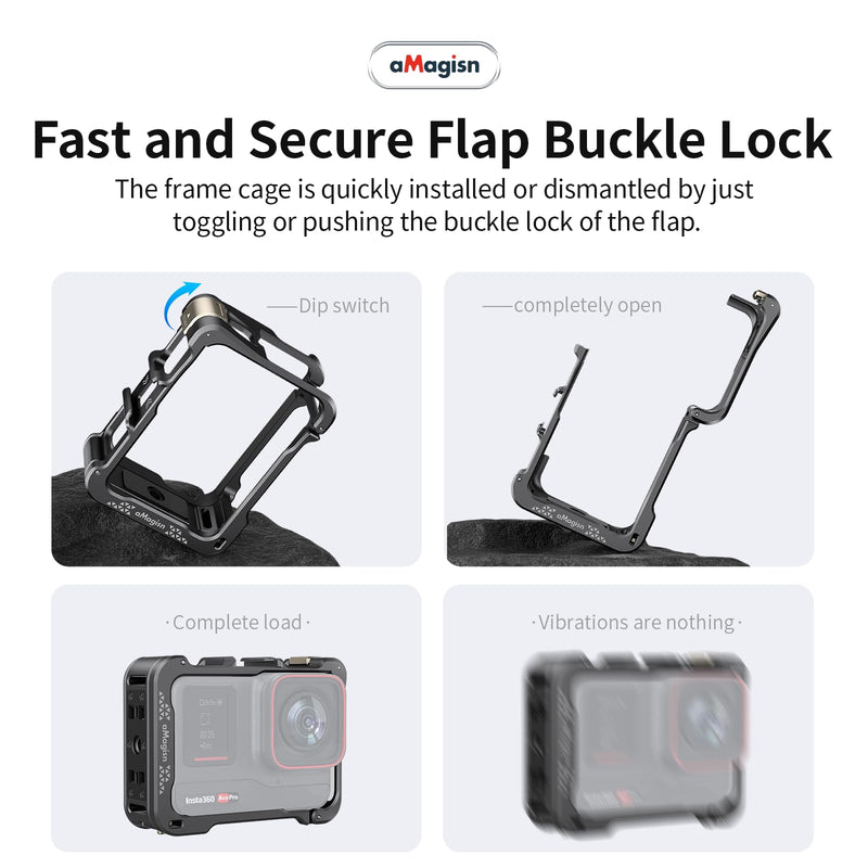 Ace Pro Aluminum Metal Frame Cage Case Bag with Silicone Lens Cap Screen Protector Compatible with Insta360 Ace Pro Camera Accessories Kit Model bundling 2