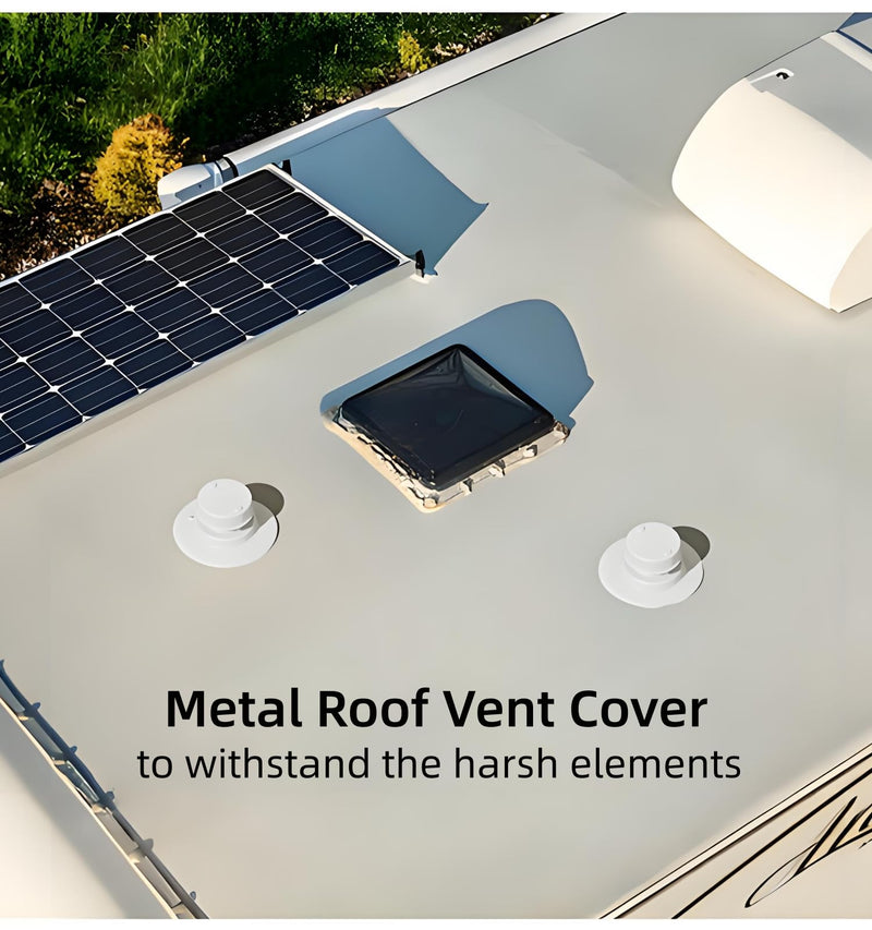 Aluminum RV Plumbing Vent Cap Cover with Screen - Weatherproof Metal Replacement Kit for Camper, Travel Trailer, Motorhome Sewer Roof Top - Fit for 1" to 2-3/8" OD Pipe (White, 2 Packs) White