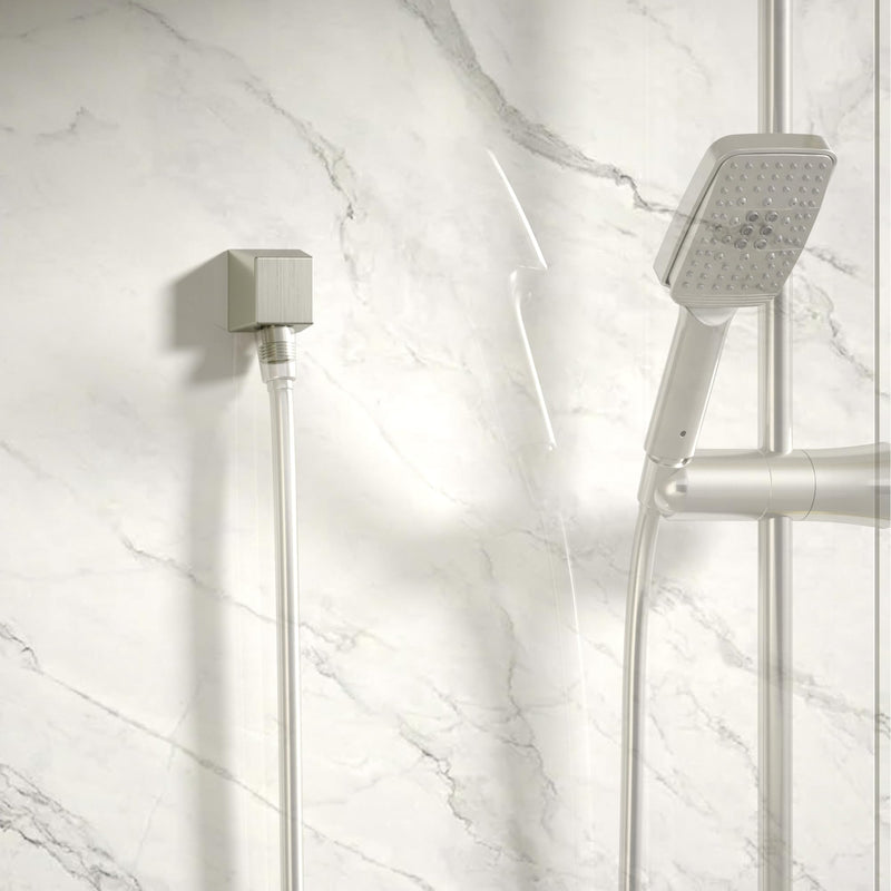 Wall Mounted Supply Elbow, Wall Elbow for Hand Shower, Solid Brass Wall Supply Elbow, Check Valve Included (Brushed Nickel) Brushed Nickel