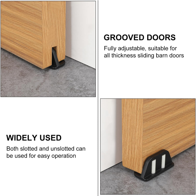 4 Barn Door Floor Guide Bearing Design Sliding Barn Door Floor Guide Adjustable Rollers at The Bottom Strong and Durable Steel Frame Plastic Wheels of 4
