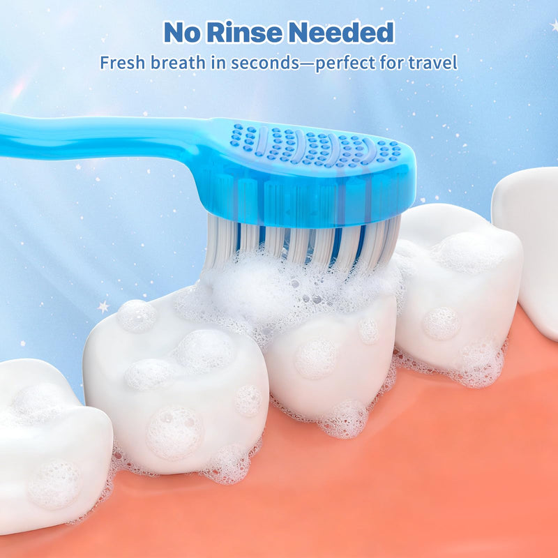 5-in-1 Disposable Toothbrush with Toothpaste (70 Pack), Mini Travel Toothbrushes with Soft Bristles, Dental Floss, Toothpick & Tongue Scraper, No Water Needed, 4 Flavors 70