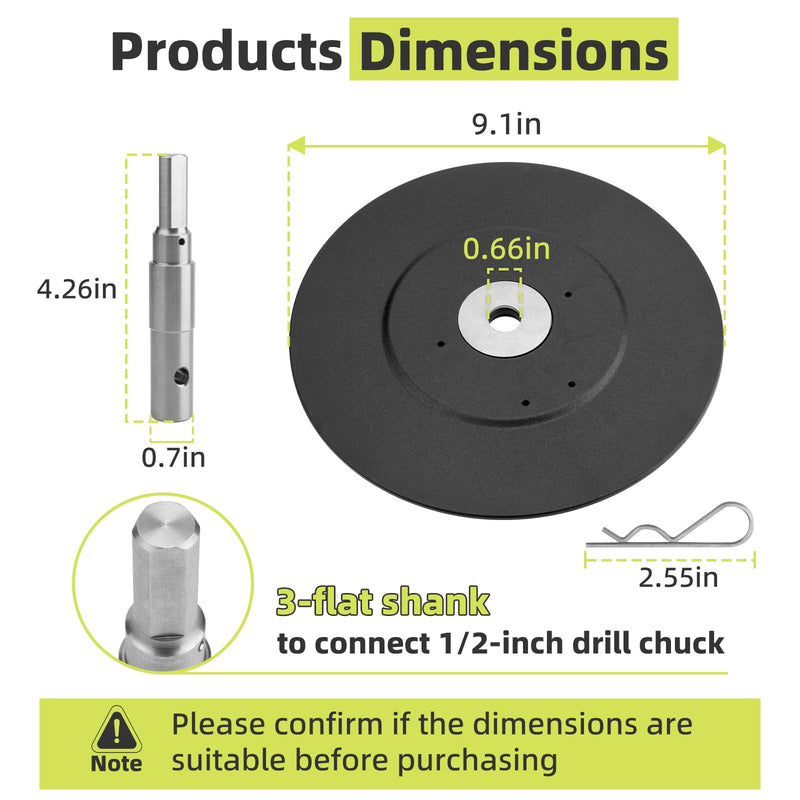 Ice Fishing Auger Drill Adapter, 1/2" Drill Chuck, 9.1" Auger Stopper Disc | for Eskimo, for StrikeMaster Mora Hand Augers, 1/2" Drill Chuck, 9.1" Stopper Prevents Auger Dropping Through Ice