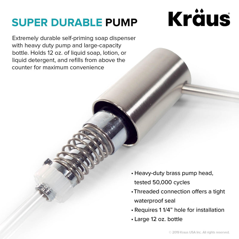 KRAUS Kitchen Soap and Lotion Dispenser in Brushed Brass, KSD-41BB Modern Style