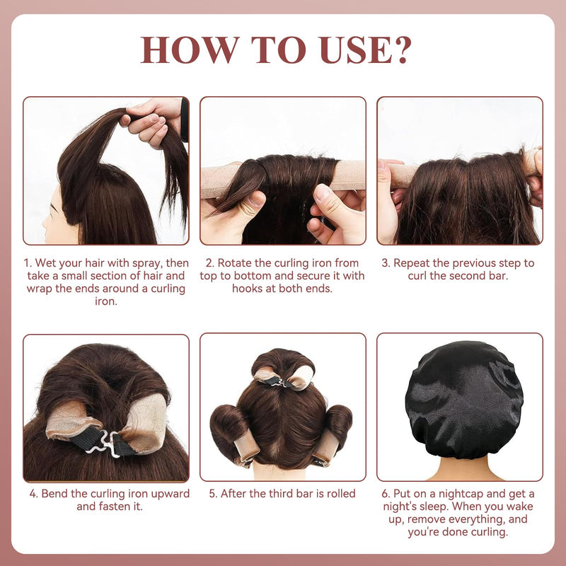 [AUSTRALIA] - 4 Pcs Heatless Curlers, Overnight Heatless Curls, Heatless Curling Rod Hair Rollers for Long Hair, Soft Satin Sleeping Lazy Curler Set for DIY Hair Styling Tools