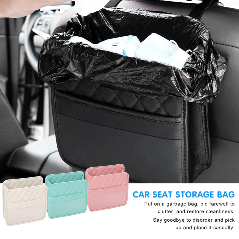 Mandark Car Seat Back Organizer, PU Leather Vehicle Backseat Hanging Storage Pocket, Multipurpose Auto Travel Essentials Accessories for Kids & Adults, Universal for Most Cars (Black) Black