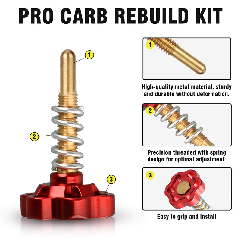 NIBBI Carburetor Idle Screw,Carb Rebuild Kit,Idle Speed Accessories Replacement for PE24/26