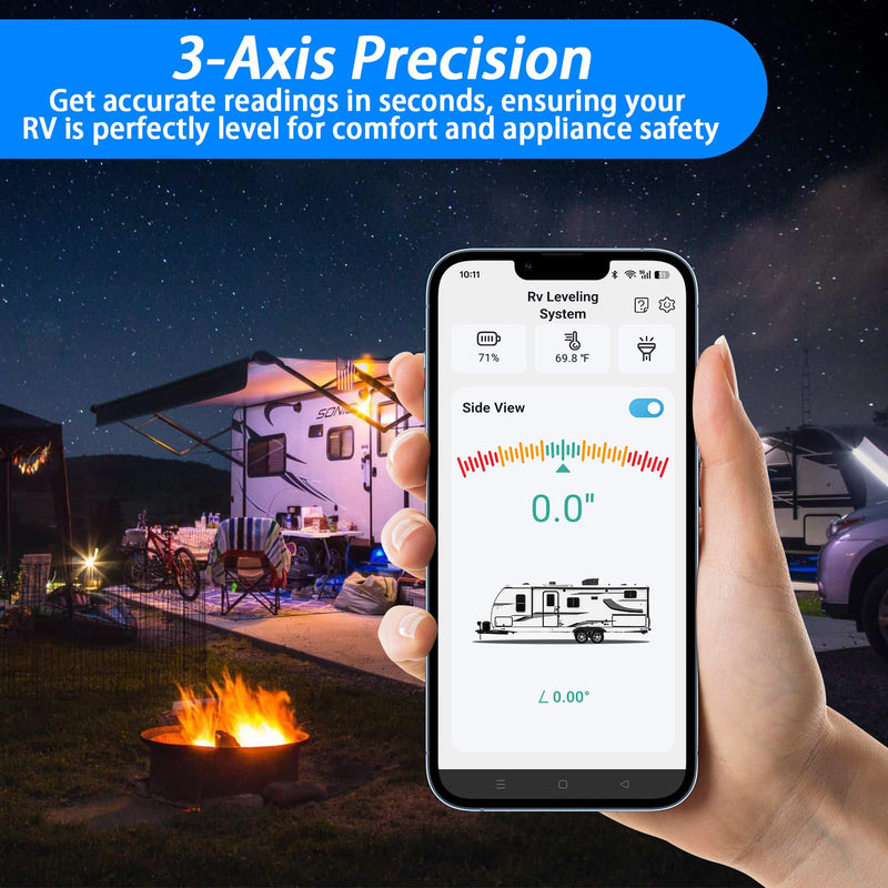 Wireless RV Leveling System - American Design User-Friendly Only for Android Phone App With Real-Time Precise Leveling Measurements, Advanced RV Level Camper Must Have Accessory, Battery-powered