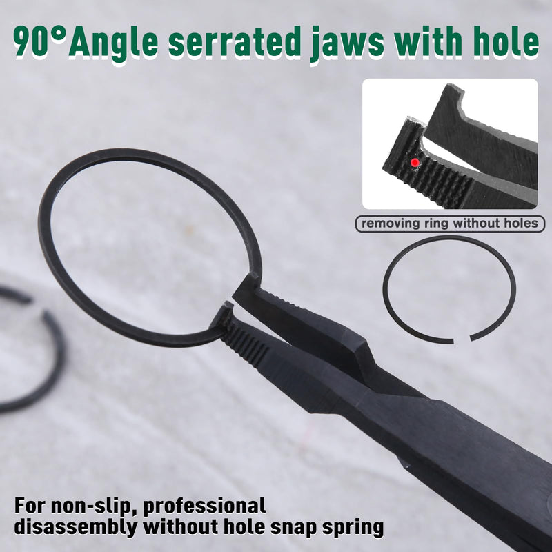 SPEEDWOX 9 inch Angle Tip Lock Ring Pliers for Transmission, Special Circlip Plier with Hole Angle Tip Retaining Ring Pliers Flat Nose Retaining Ring Pliers with Black Oxide Finish Ring Opening 9"