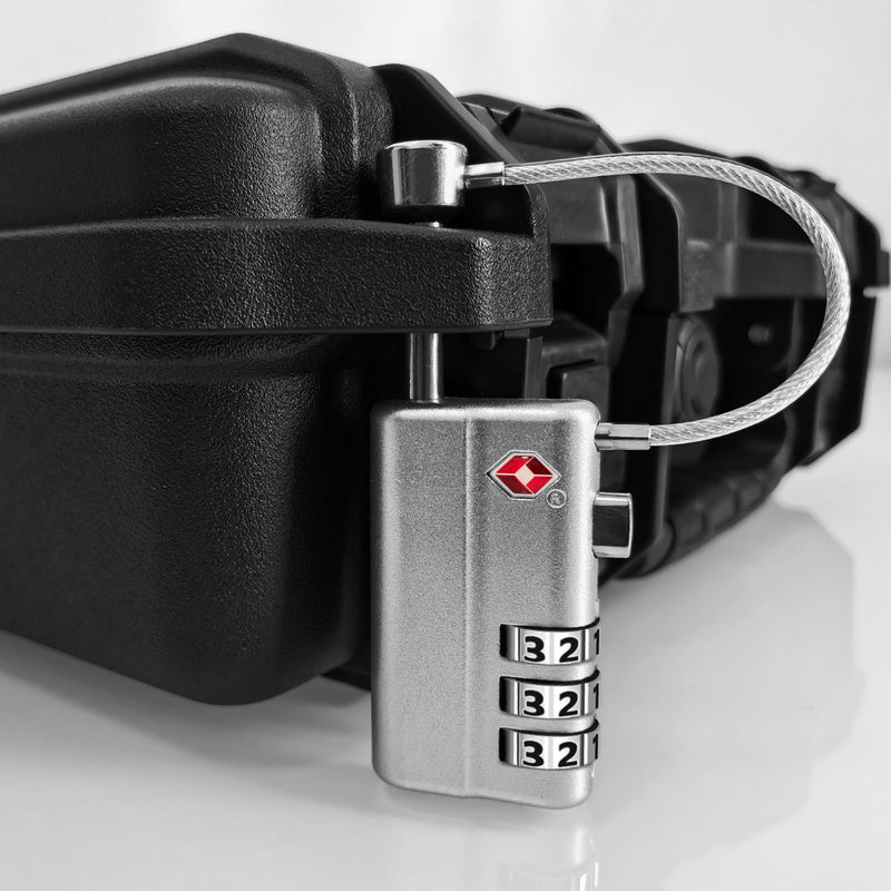 LAFENLIN TSA Cable Lock 2-Pack for Gun Cases, Adjustable Handle, Silver | TSA-approved Locks with Adjustable Alloy Handle for Hard Cases (No Key). 3-dial Combo, Cut-resistant, Weatherproof. Silver Silver - 2 Pack