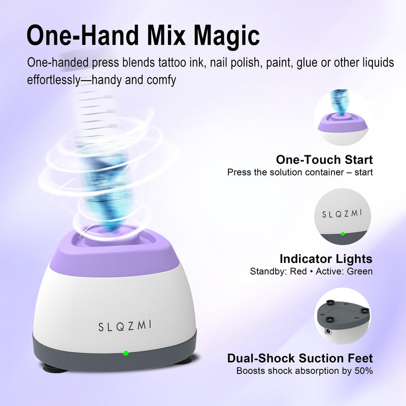 Mini Vortex Mixer, Nail Polish Shaker, Paint Shaker & Paint Mixer for Gel Polish, Acrylic Paints, Eyelash Adhesives, Tattoo Ink, Lab Vortex Mixer for Centrifuge Tubes and Test Tubes (Purple) Purple