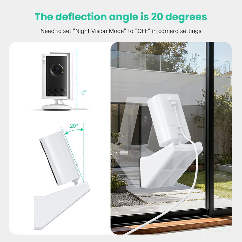 SURVADV® Window Mount for Ring Indoor Cam Plus (New-est Model) Bracket | 20° Tilt Adjustable Silicone Mount with Strong Heat-resistant Adhesive, Easy Installation, No Glare Glass Camera Holder