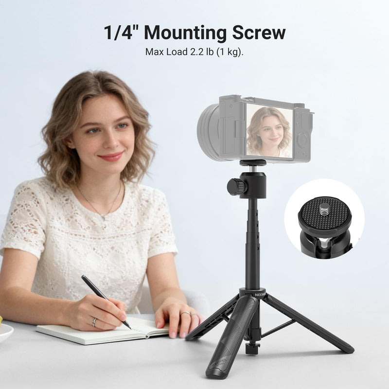 NEEWER Basics Extendable Selfie Stick Tripod, Metal Portable Stand Handle Grip Compatible with Canon G7X Mark III Sony ZV-1 RX100 VII A6400 A6600 Nikon Camera Webcam for Vlogging, DT001