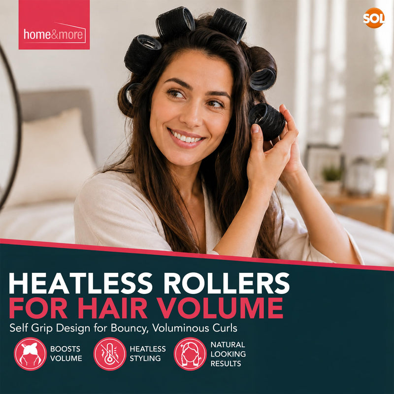 SOL 4pk Hair Rollers Self Grip - Rollers for Hair Volume - Heatless | Hair Curlers Rollers - Long & Short Hair for Bouncy Waves, Reusable 4pk, Easy Self Grip for Heatless Styling