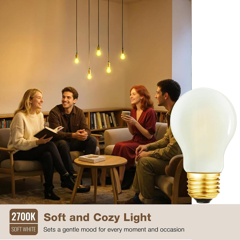 E26 Edison Bulb 6W=60 watt Light Bulb Frosted Dimmable Warm White 2700K Edison Light Bulb 60 Watt AC120V A15 led Bulb for Ceiling Fan,Vanity,Refrigerator,Wall scones 600lm E26 Light Bulb 6Pack 6w=60w 2700k Warm White